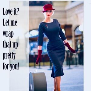 Elegant Navy Dress with Red Accessories